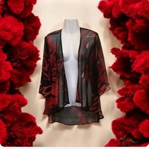 ALL Hours sheer coverup black red swirls size Med pretty look